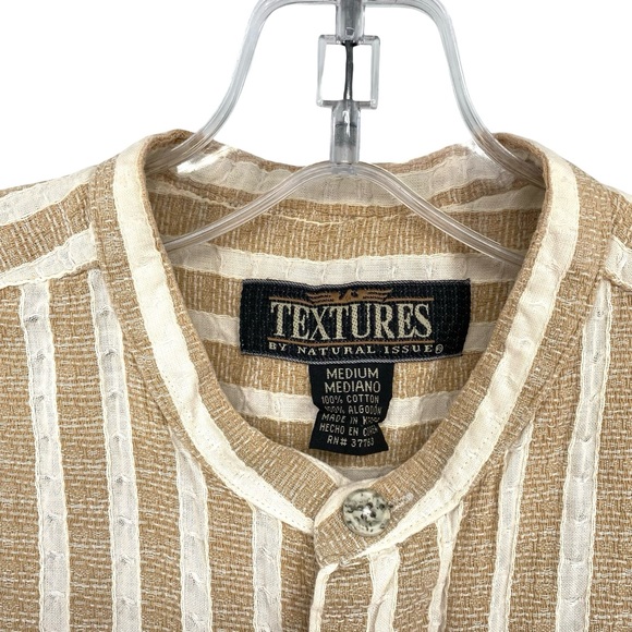 Textures by Natural Issue Men’s Cotton Striped Button Down Short Sleeve Shirt - Picture 3 of 5